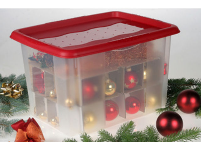 Décoration de Noël : une boite de rangement pour les boules et accessoires  de Noël